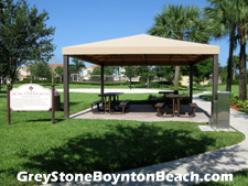 This shaded picnic area is ideal for enjoying a weekend get-together.