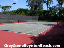 Greystone's lighted tennis court is a great placeget in a match after work.